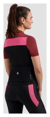 Maillot Manches Courtes Vélo Rogelli Core Block Noir/Bordeaux/Rose Femme