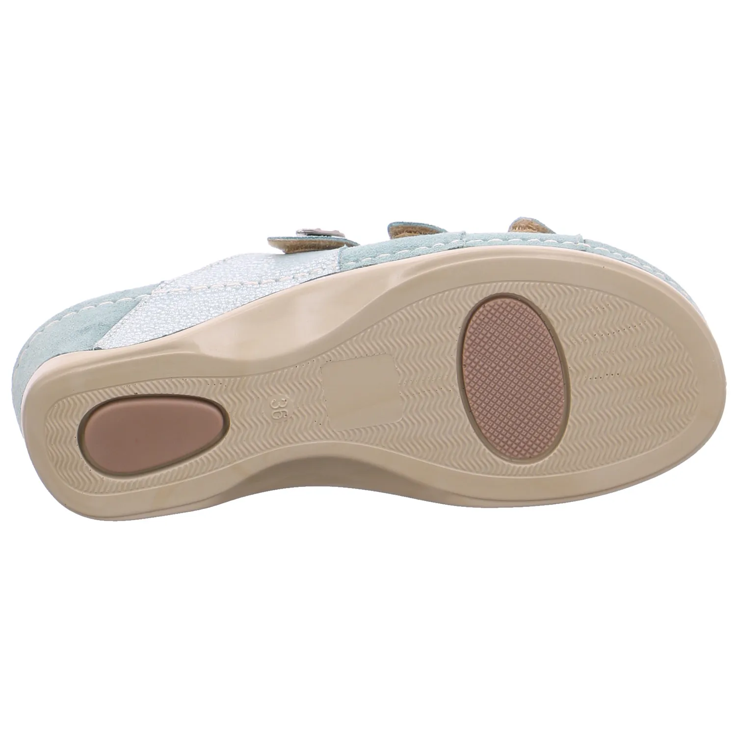 MUBB Pantolette Pastelgrün Leder  mit Wechselfussbett