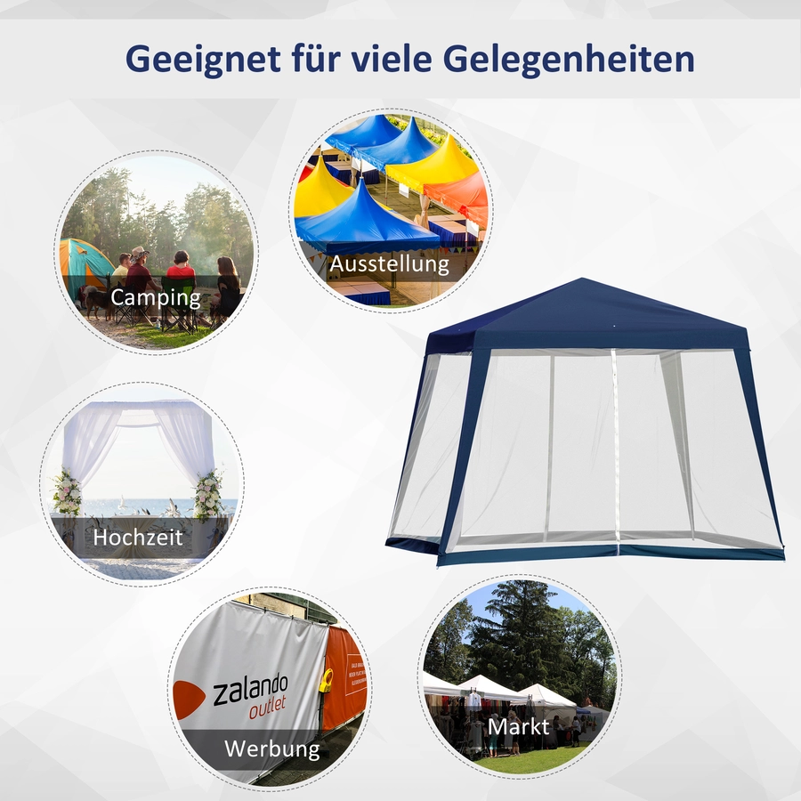 Outsunny Pavillon mit Moskitonetz blau