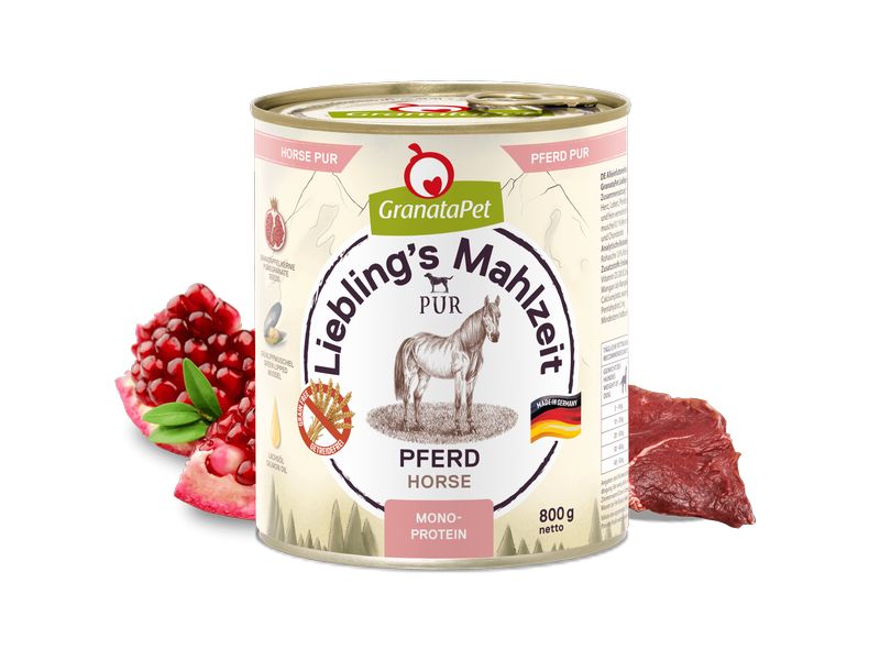 GranataPet Nassfutter Liebling's Mahlzeit PUR Pferd 800 g Alleinfuttermittel für ausgewachsene Hunde