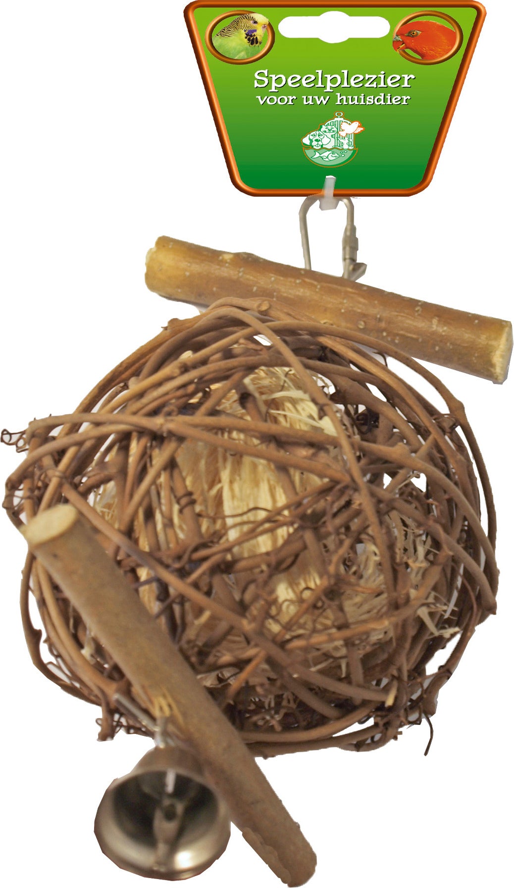 Boon vogel speelgoed stok met bal en bel naturel L 22 cm