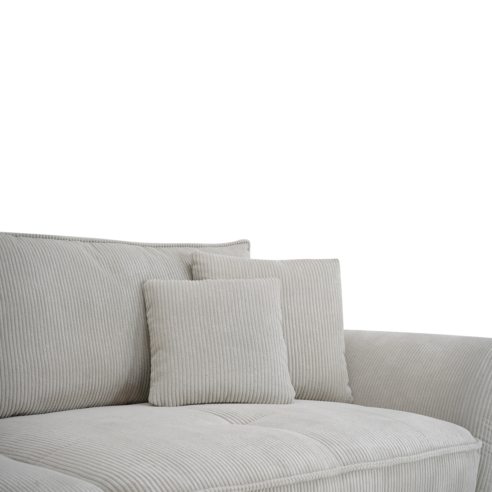 Big Sofa - cream - Cordstoff - mit Kissen