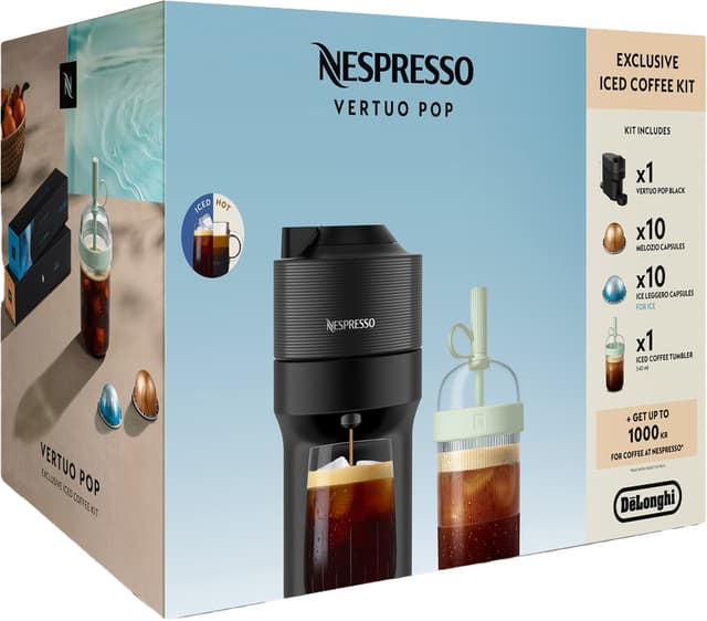 Nespresso Vertuo Pop Iced værdipakke fra DeLonghi ENV90.B (sort)