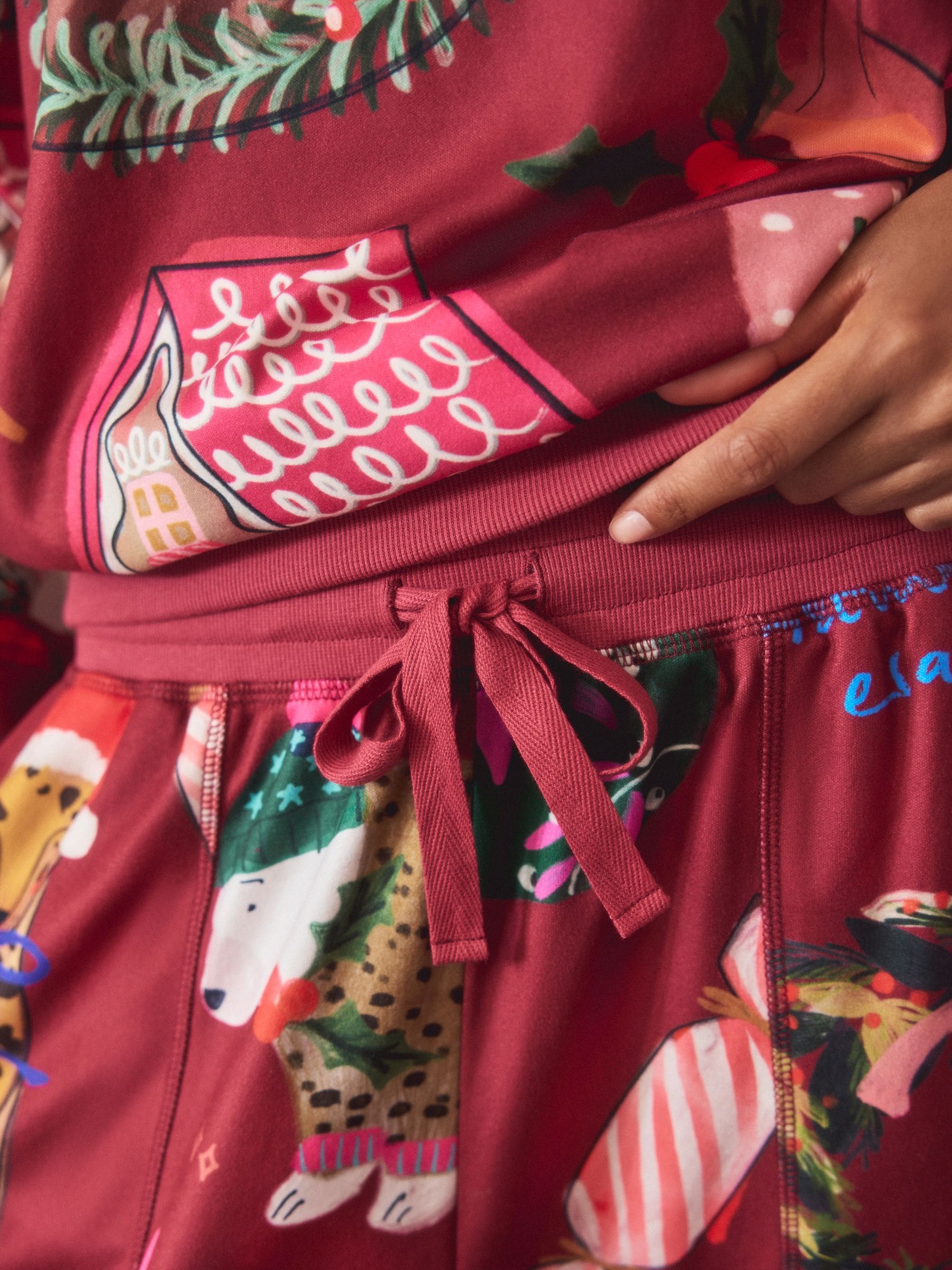 Berry Red Cracker - Behaaglijke pyjama met lange mouwen
