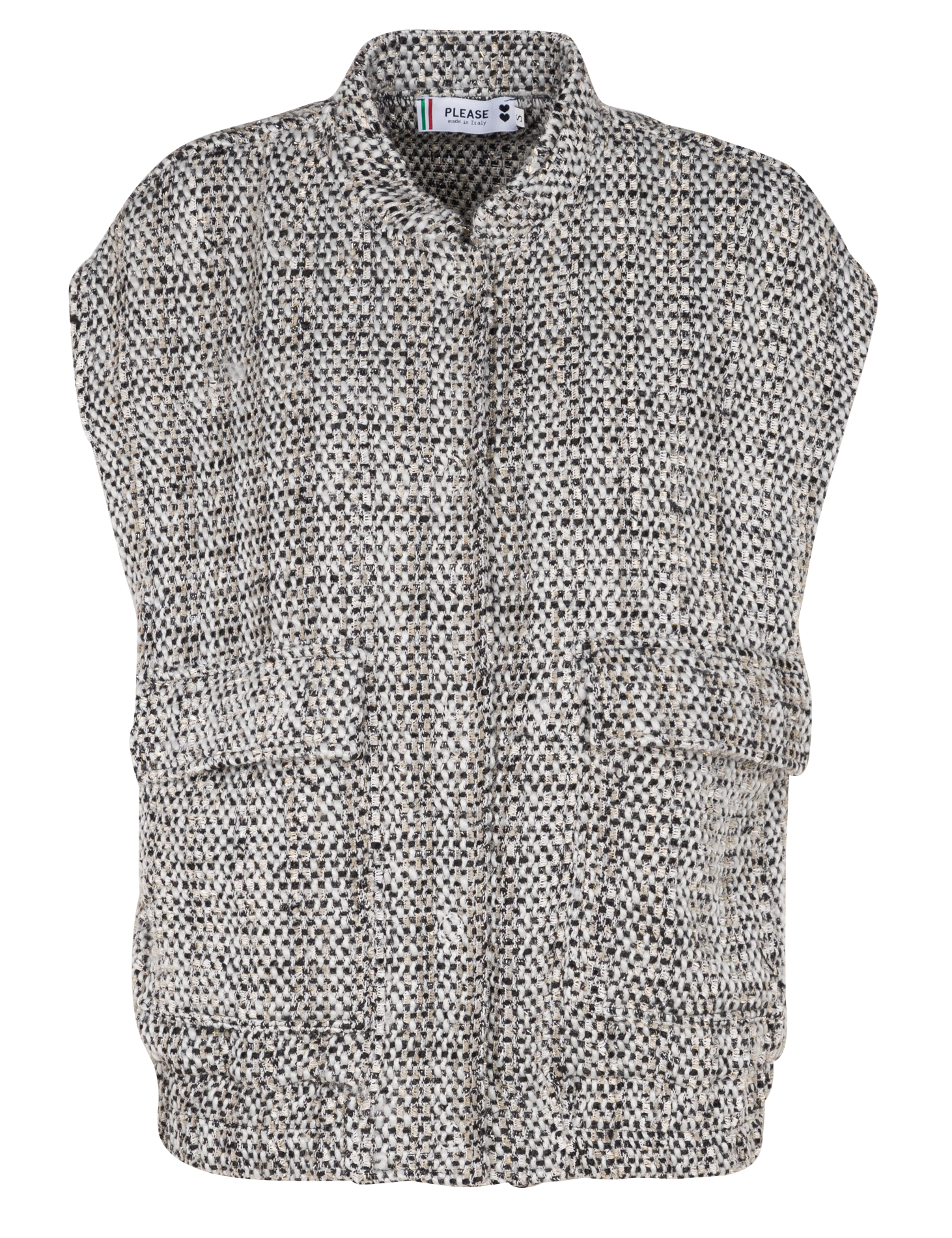 Veste ample col mao en tweed | Blanc