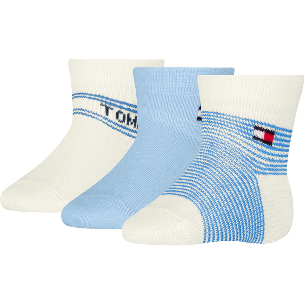 Køb Tommy Hilfiger Light Blue Baby Strømper 3-pak Gaveæske Stripe