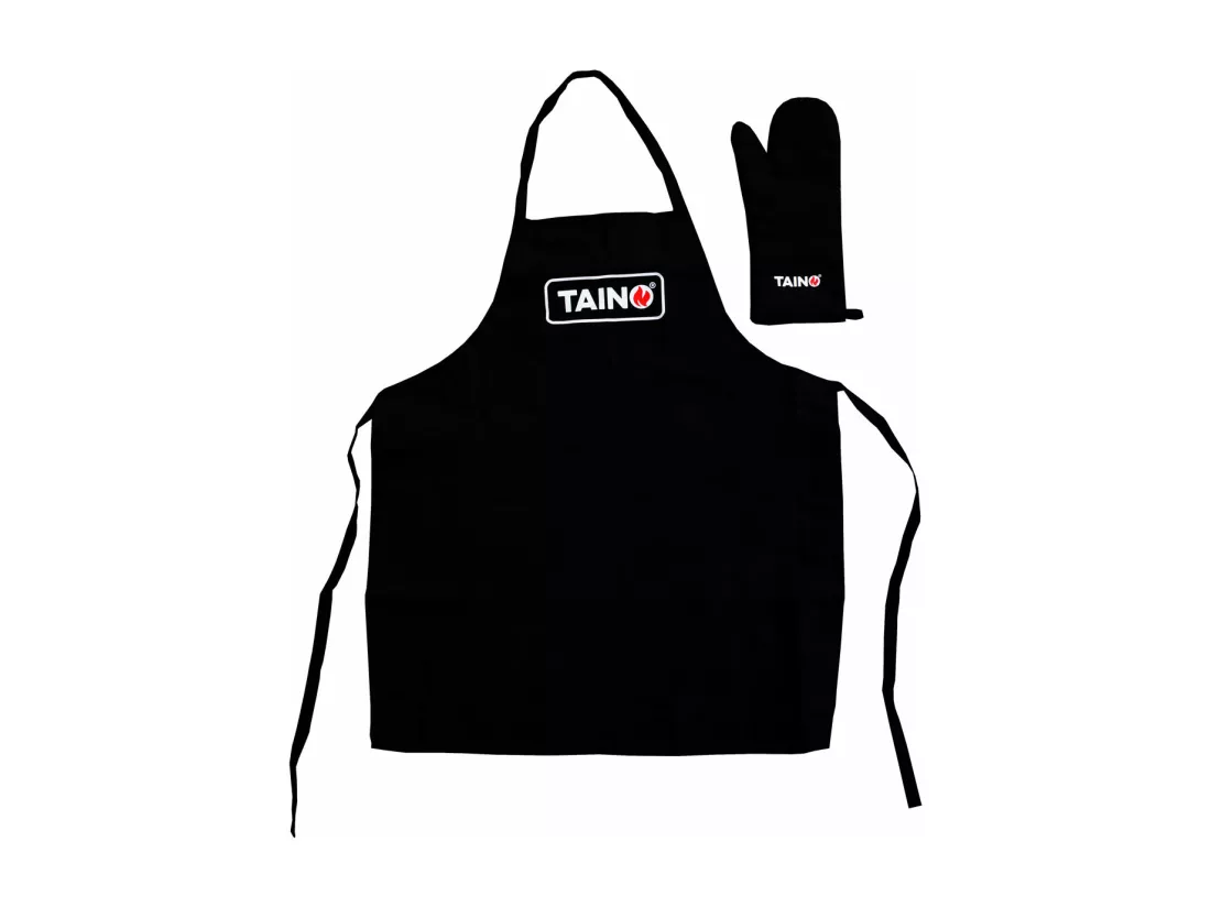 Ensemble de gants et tablier pour barbecue noir