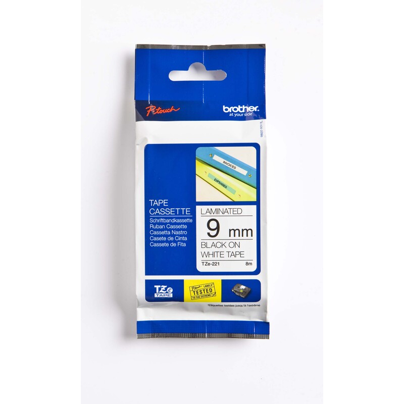 Brother P-Touch Band TZe-221, 9 mm, schwarz auf weiss