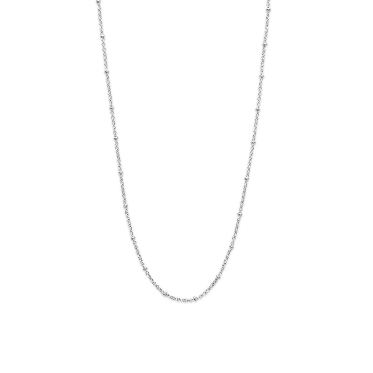 Chaine Brillaxis maille forçat perles argent rhodié45cm