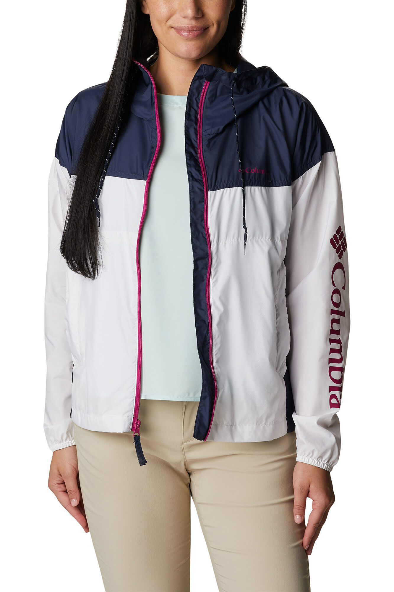 Jaqueta corta-vento feminina Columbia Flash Challenger™ - Nova - Branca