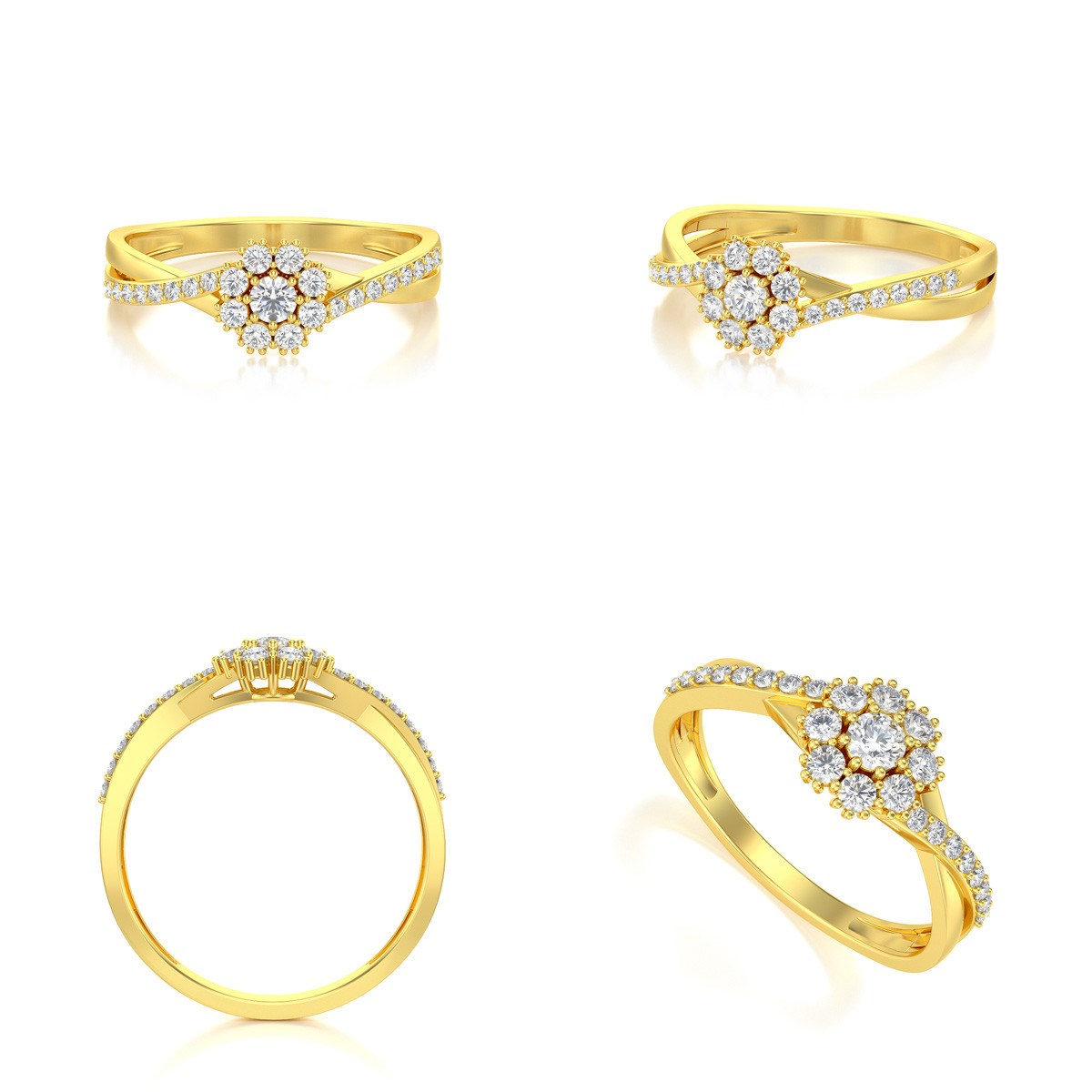 Bague ADEN Or 750 Jaune Diamants 2.02grs