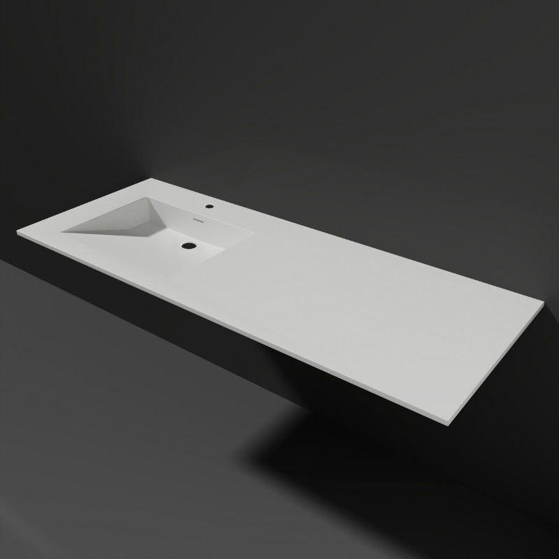 Lambini Designs Flora solid surface wastafel 120cm links met kraangat wit mat