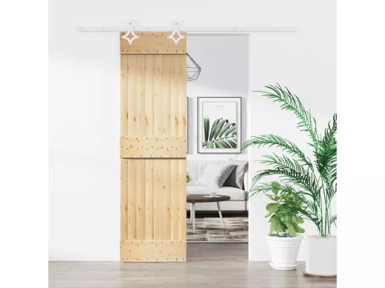 Porte coulissante et kit de quincaillerie 70x210 cm pin massif