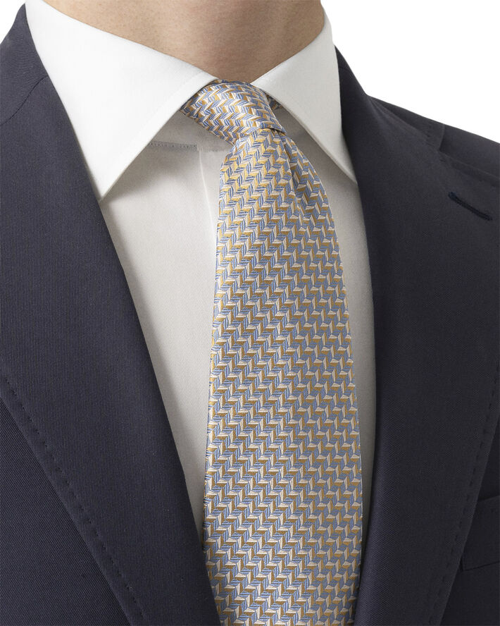 ETON Yellow Geometric Woven Silk Tie Gul