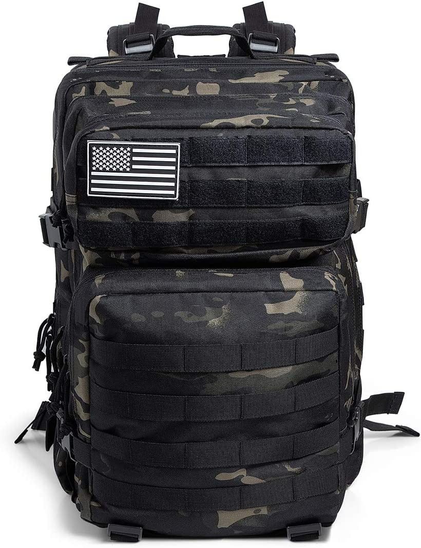 (45L) Taktischer Militär Wander Rucksack MOLLE System Outdoor Camping Backpack - Camouflage