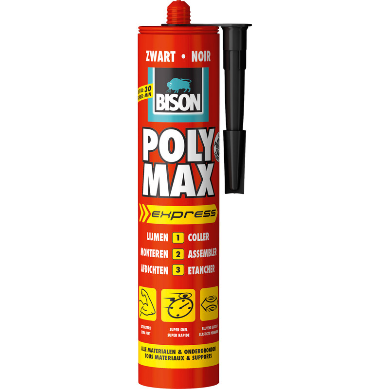 Bison Poly Max Express lijmkit Zwart 425gr