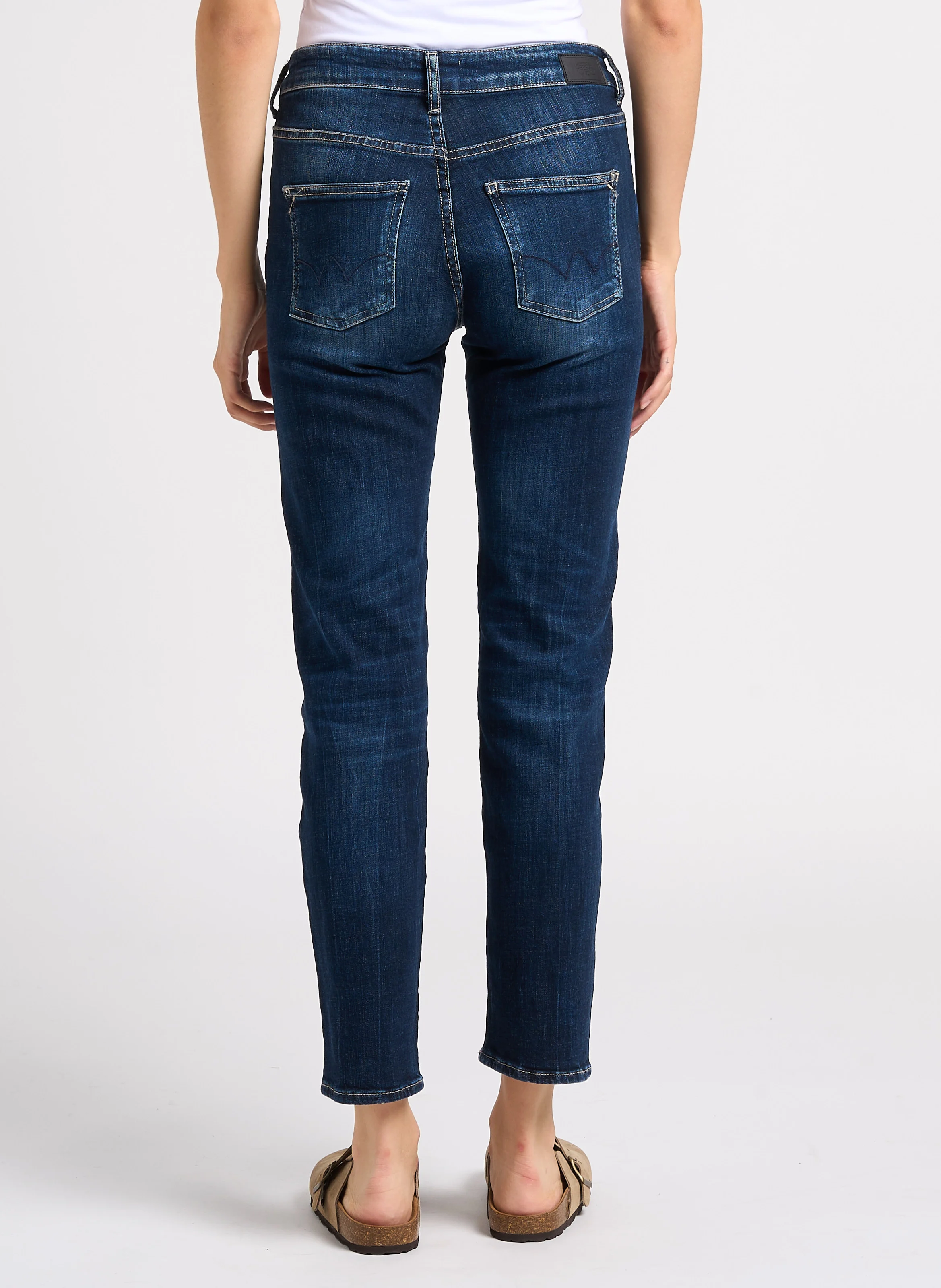400/17 - Jean slim taille haute délavé | Bleu