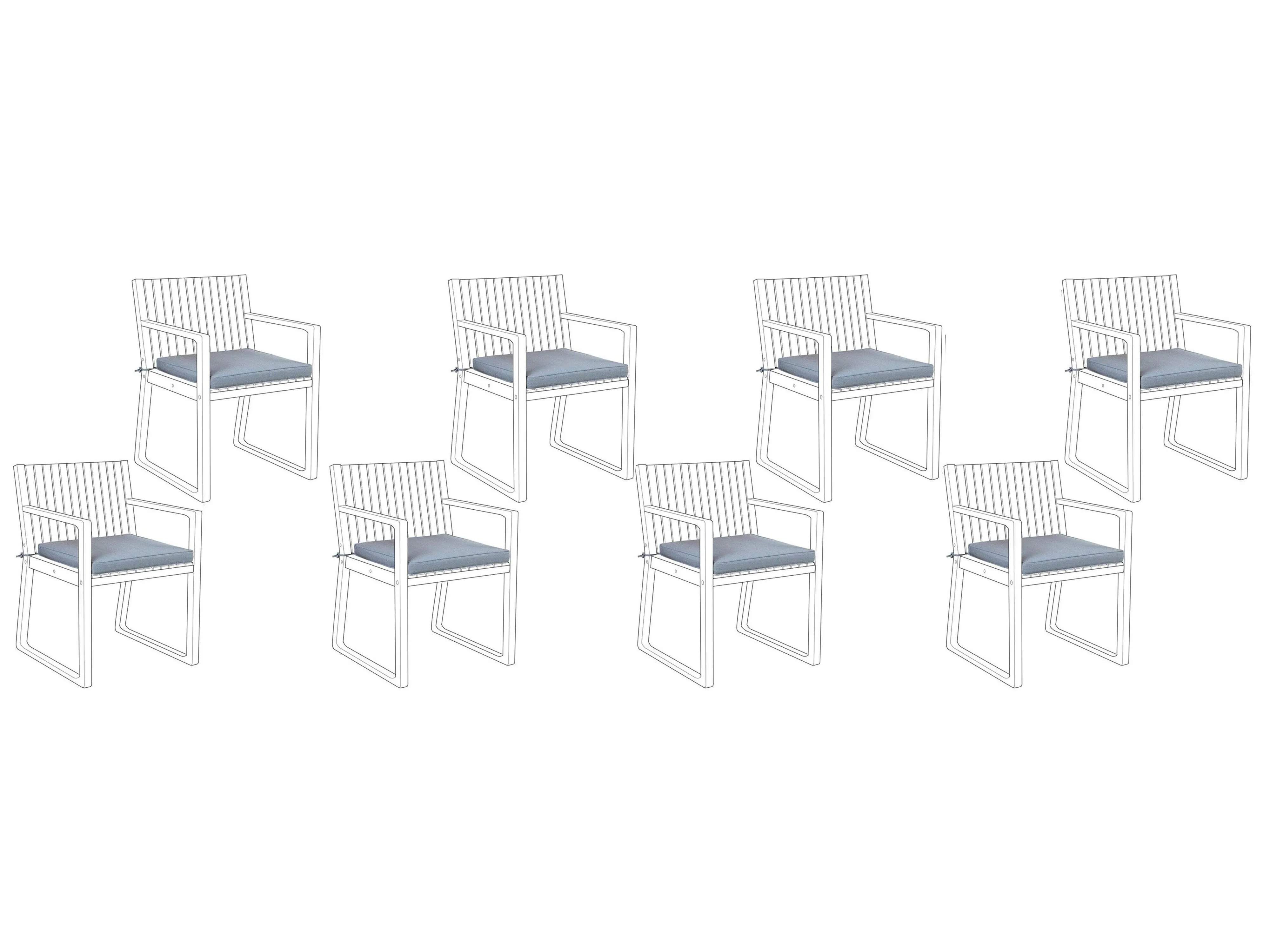 Set van 8 tuinzitkussens SASSARI 46 x 46 cm Blauw
