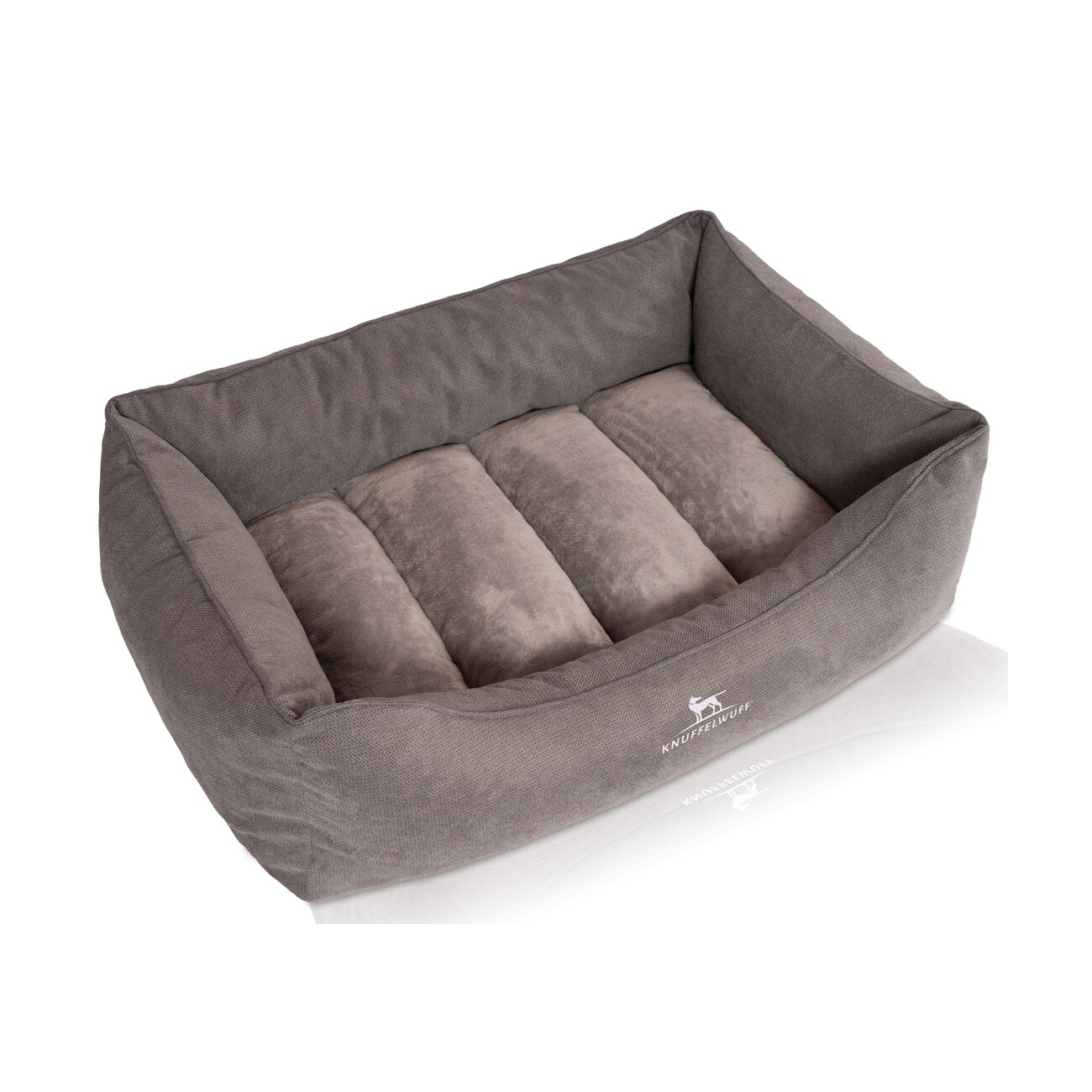 Knuffelwuff orthopädisches Hundebett mit Fächer-Wendekissen Baltimore grau M-L