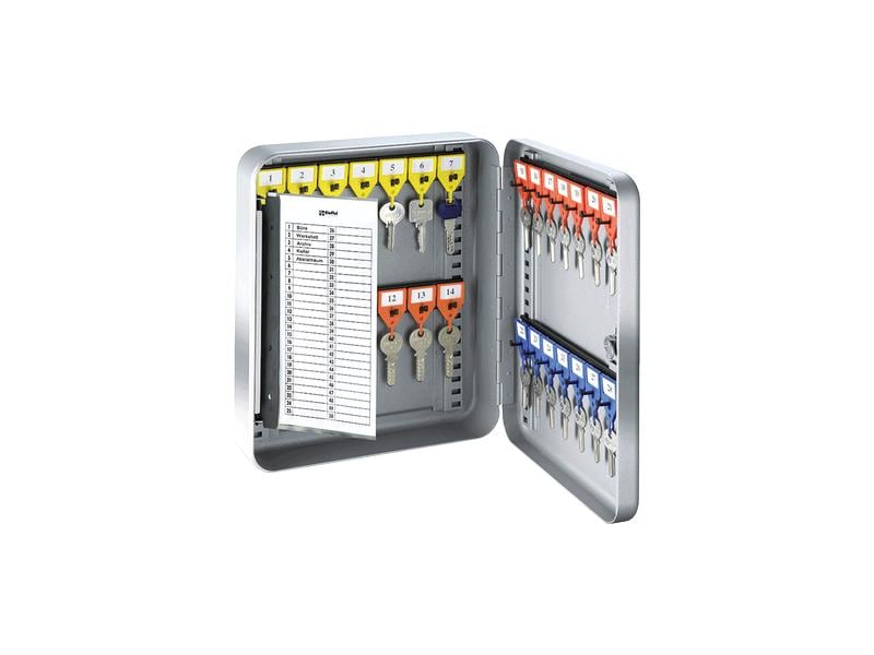 Rieffel Schlüsselkasten KyStor KR-15.28, Grau Schlüsselschrank mit Zylinderschloss und 2 Schlüssel