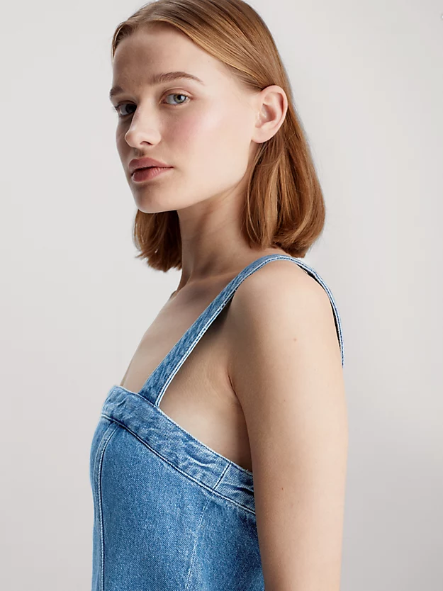 Vestido envelope jeans sem mangas