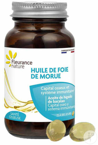 Fleurance Nature Huile De Foie De Morue Pilulier Verre 100 Capsules