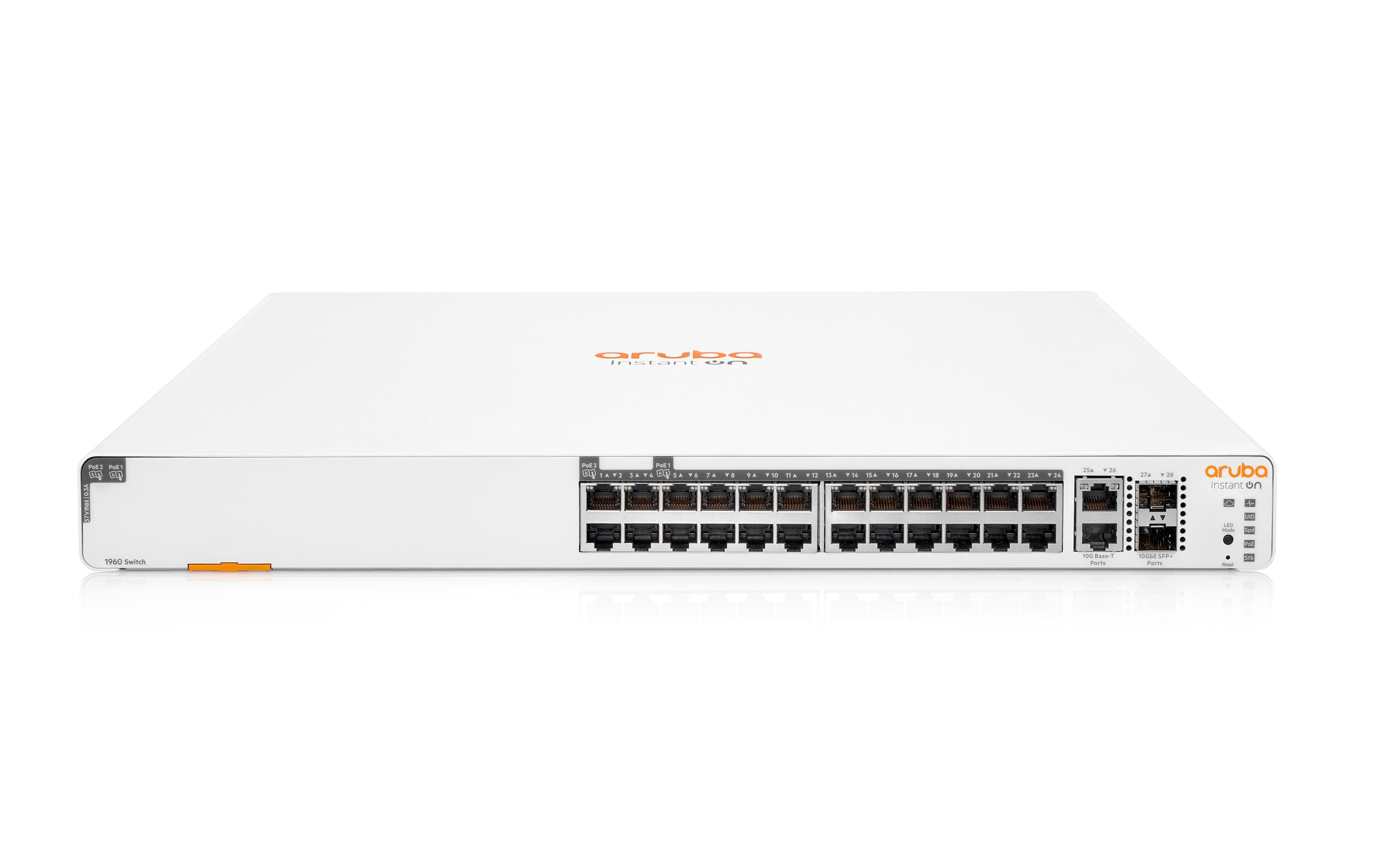 PoE+ Switch Aruba Instant On 1960 24G 2XGT 370W 28 Port<br>Aruba Instant On 1960 24G 20p Klasse 4 4p Klasse 6 PoE 2XGT 2SFP+ 370-W-Switch