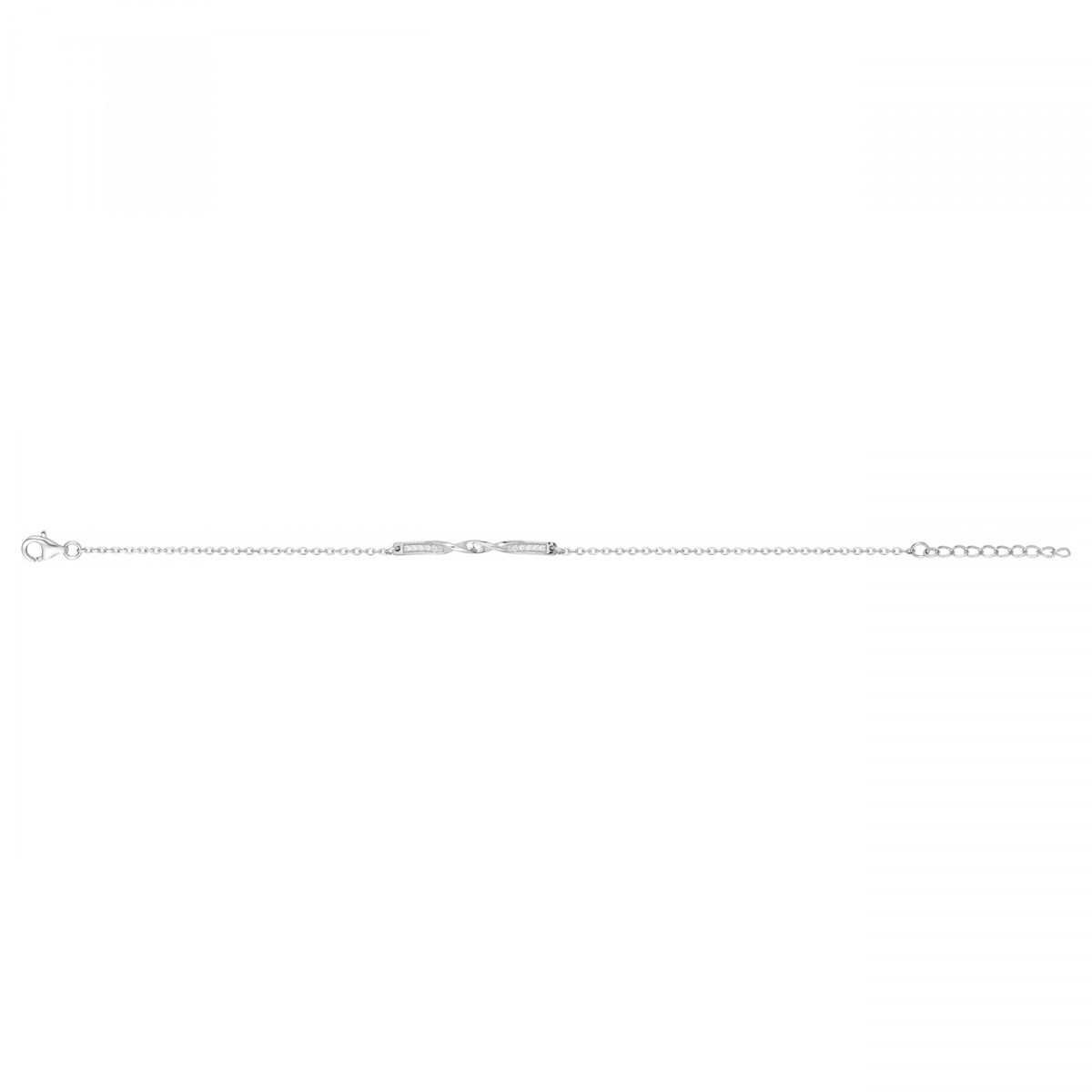 Bracelet souple mono-motif en Argent avec oxyde de zirconium blanc