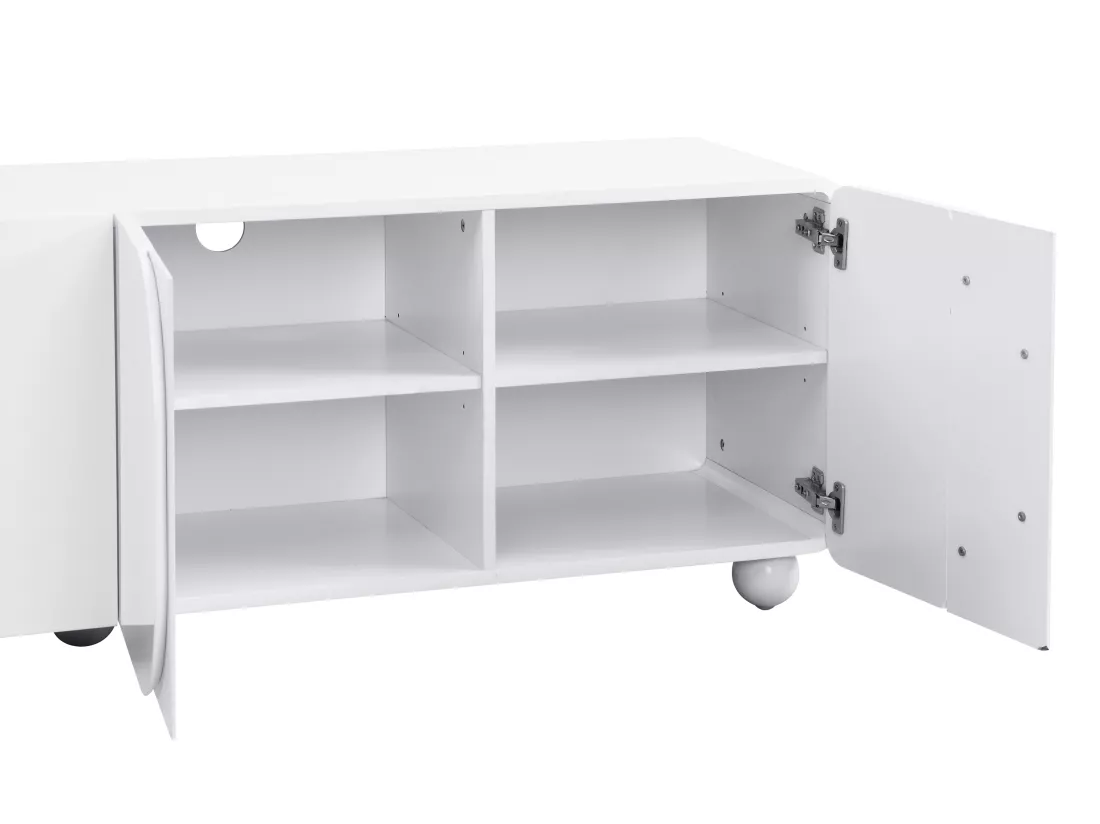 Meuble TV avec 4 portes en MDF - Blanc - YELDINIA