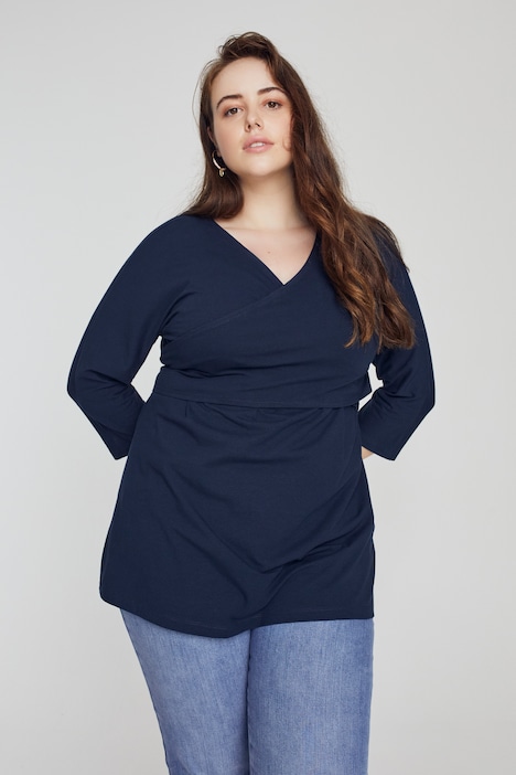Bellieva-Wickelshirt, V-Ausschnitt, Stilleinsatz, Biobaumwolle, GOTS