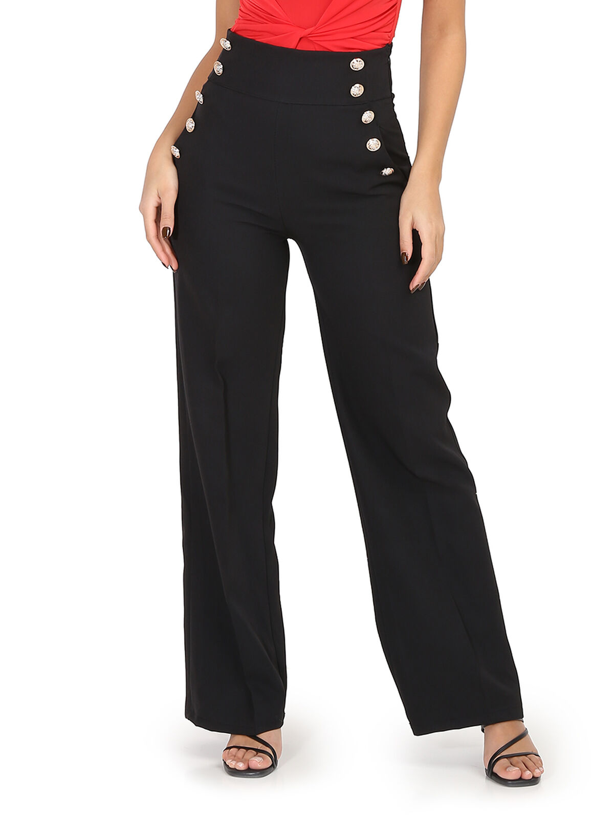 Pantalon palazzo style officier- Noir
