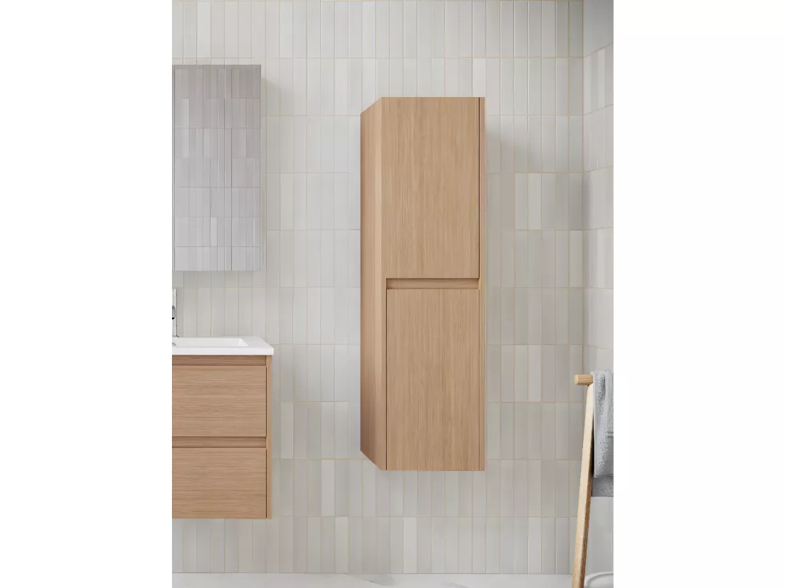 Grande armoire de rangement FORTINA hauteur 120 cm chêne clair