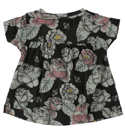 En Fant T-Shirt - Schwarz m. Blumen