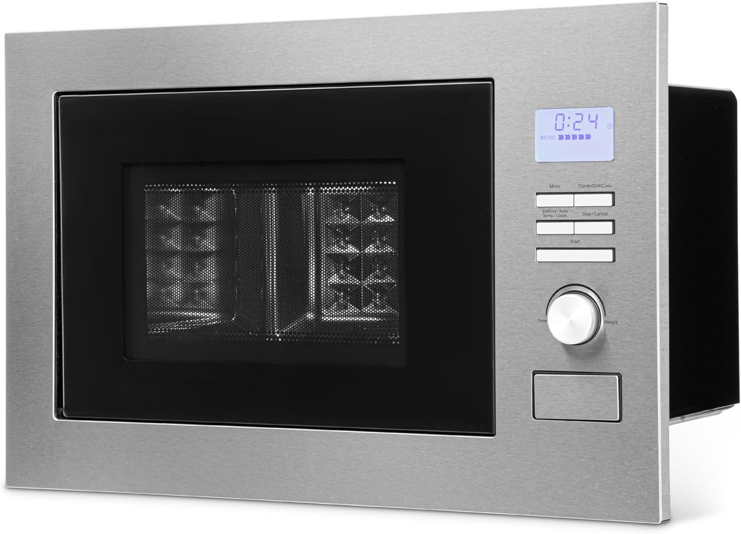 Bomann® Einbaumikrowelle mit Grill und Heißluft | 60cm | 900W Mikrowelle | 1300W Grill | 2300W Heißluft | inkl. Grillrost und Drehteller | 25L Einbau Mikrowellengerät | MWG 3001 H EB inox
