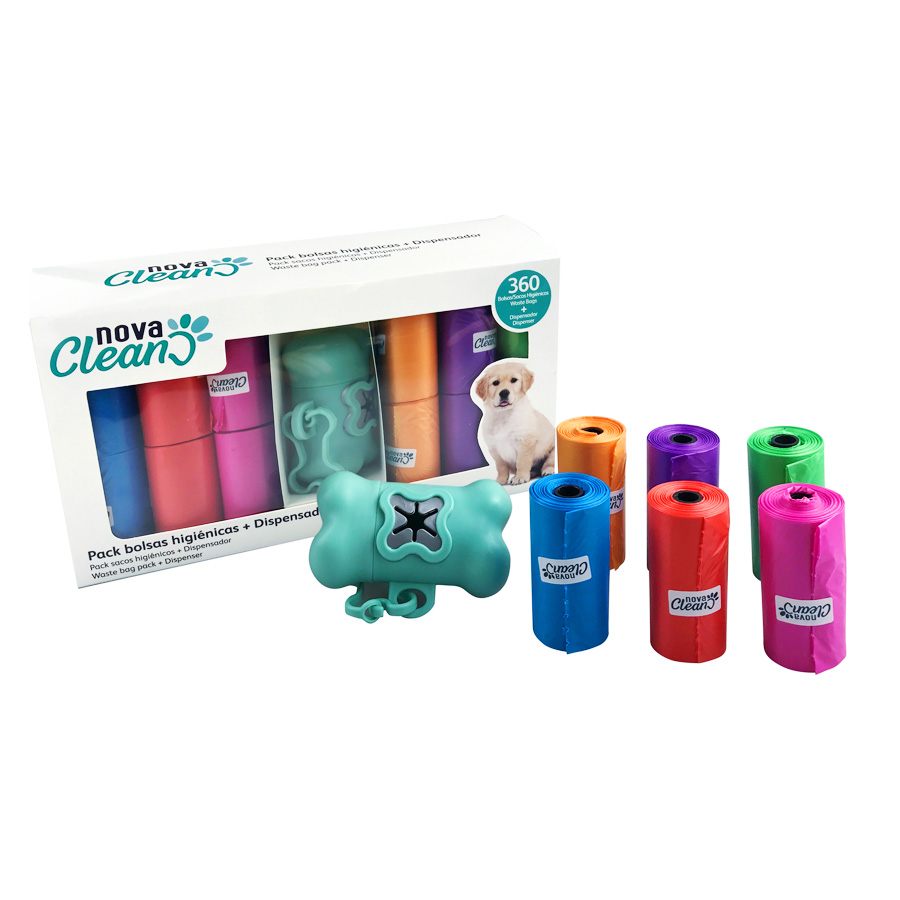 Suporte para Sacos Nova Clean + 360 Sacos Higiênicos para Fezes de Cães