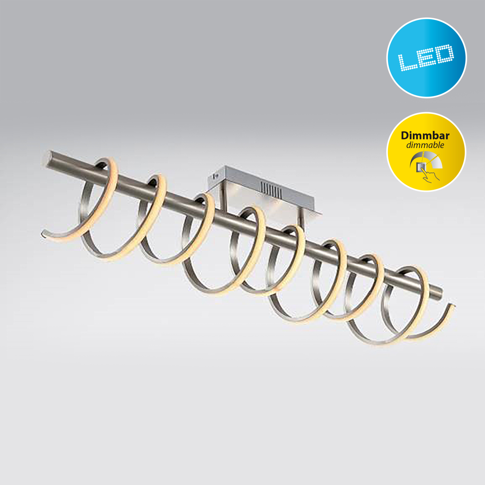 LED-Deckenleuchte BELLEZA - Nickel - dimmbar