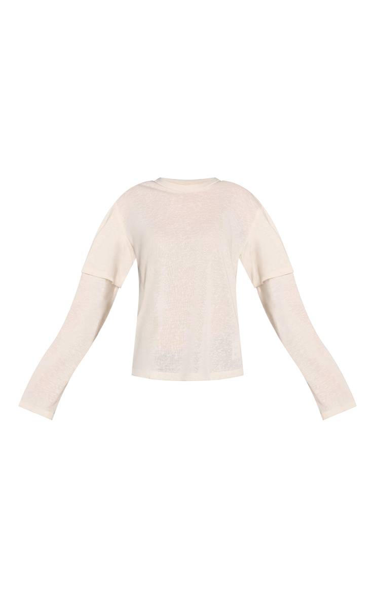 T-shirt Oversize À Manches Superposées En Jersey Chiné Slub