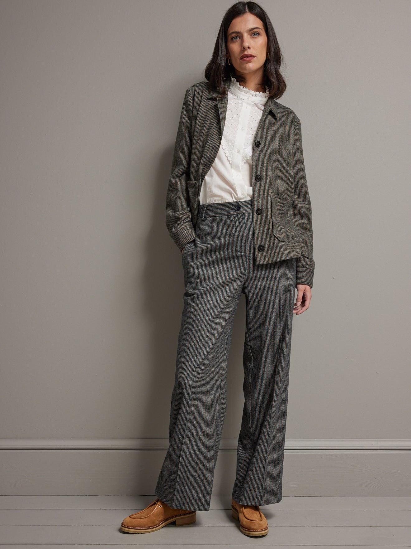 Veste lainage chevron rayé femme