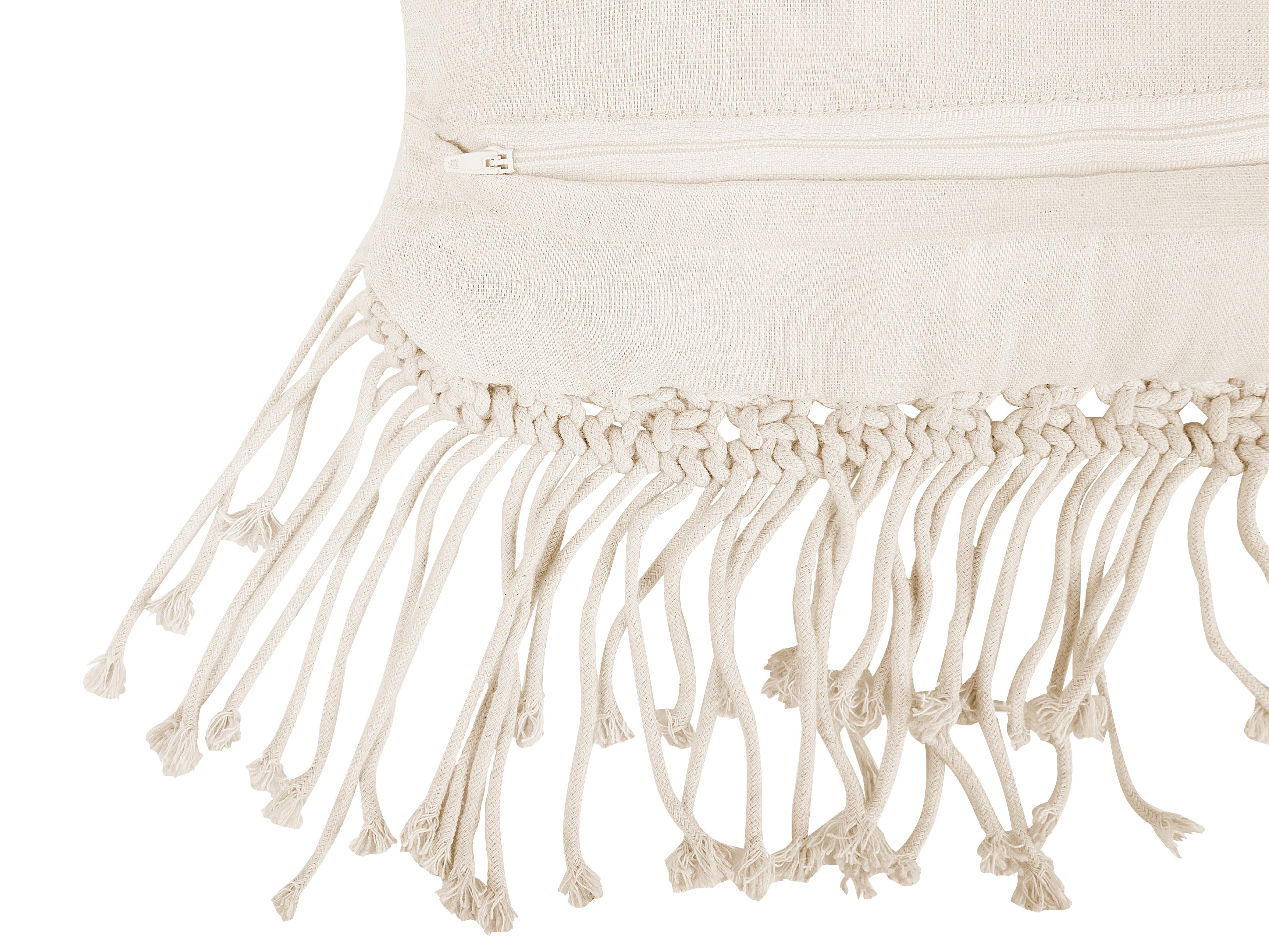 Set van 2 sierkussens YORTAN Katoen 45 x 45 cm Lichtbeige geometrisch patroon