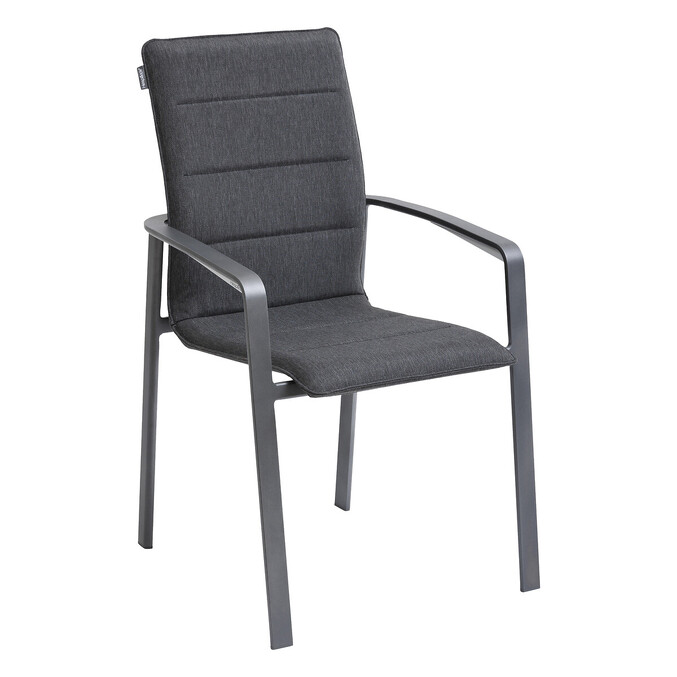 Ensemble table de jardin ronde ORACLION + 12 fauteuils empilables DIESE Graphite