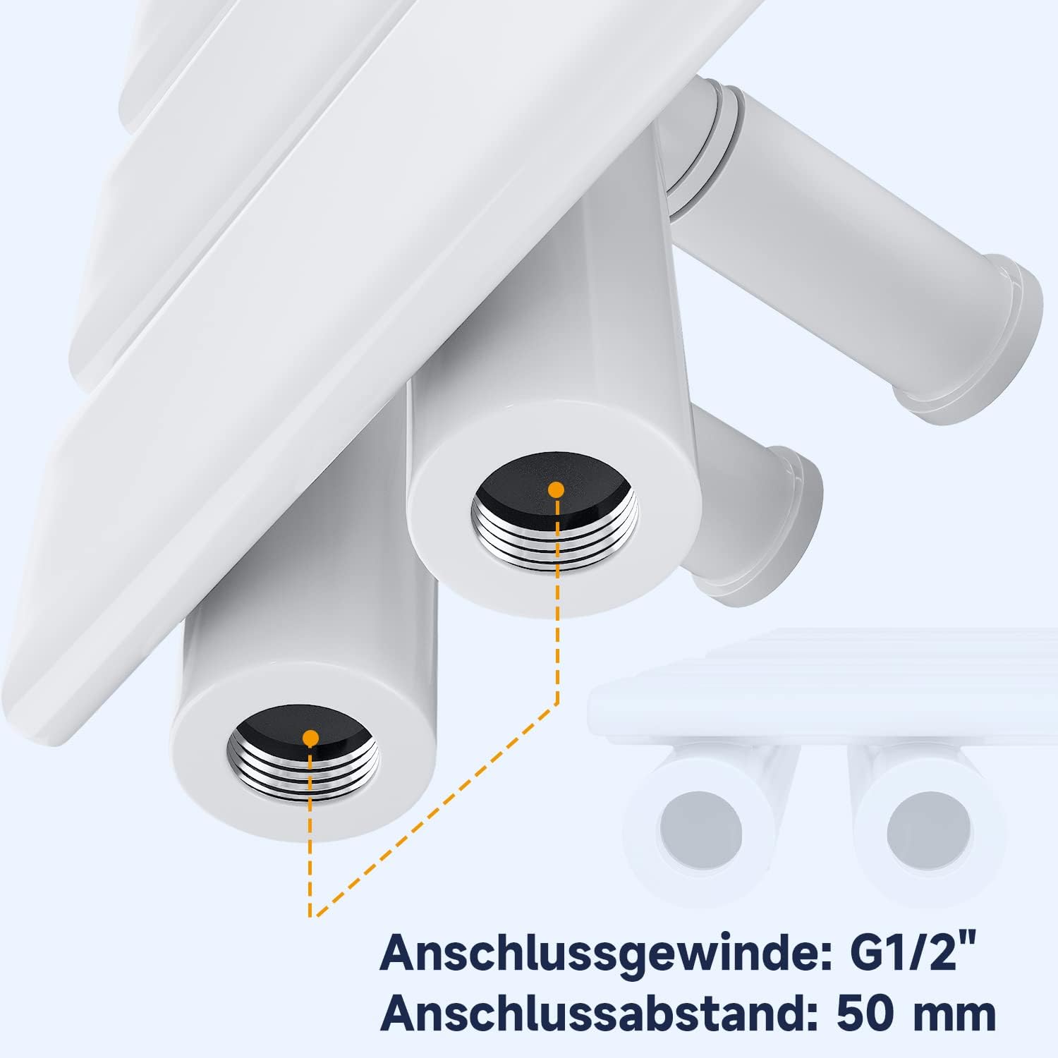 SONNI Badheizkörper Flach Handtuchtrockner 1038 x 500 mm Weiß Handtuchwärmer Seitenanschluss Panel Handtuchheizkörper 447W