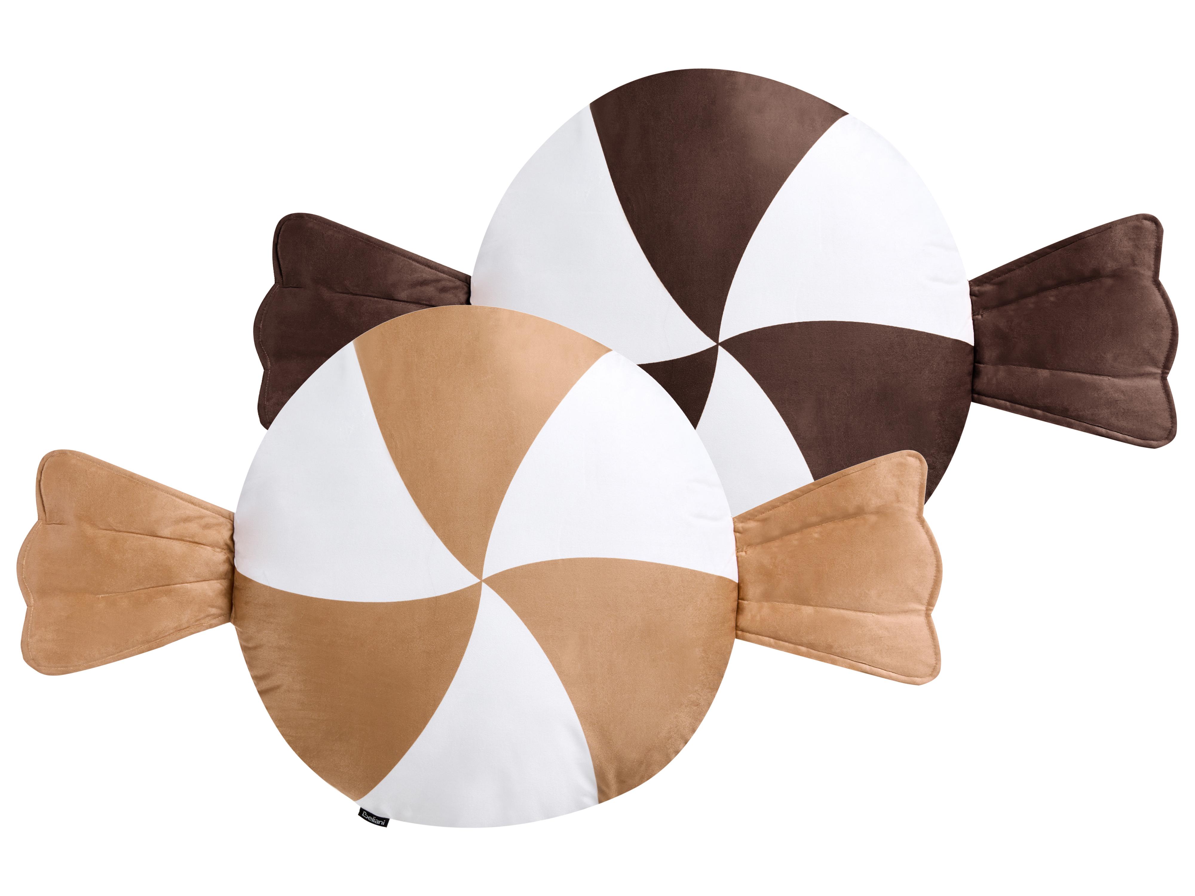 Set van 2 sierkussens WHIRL CANDY Stof 60 x 60 cm Bruin/wit kerstmotief