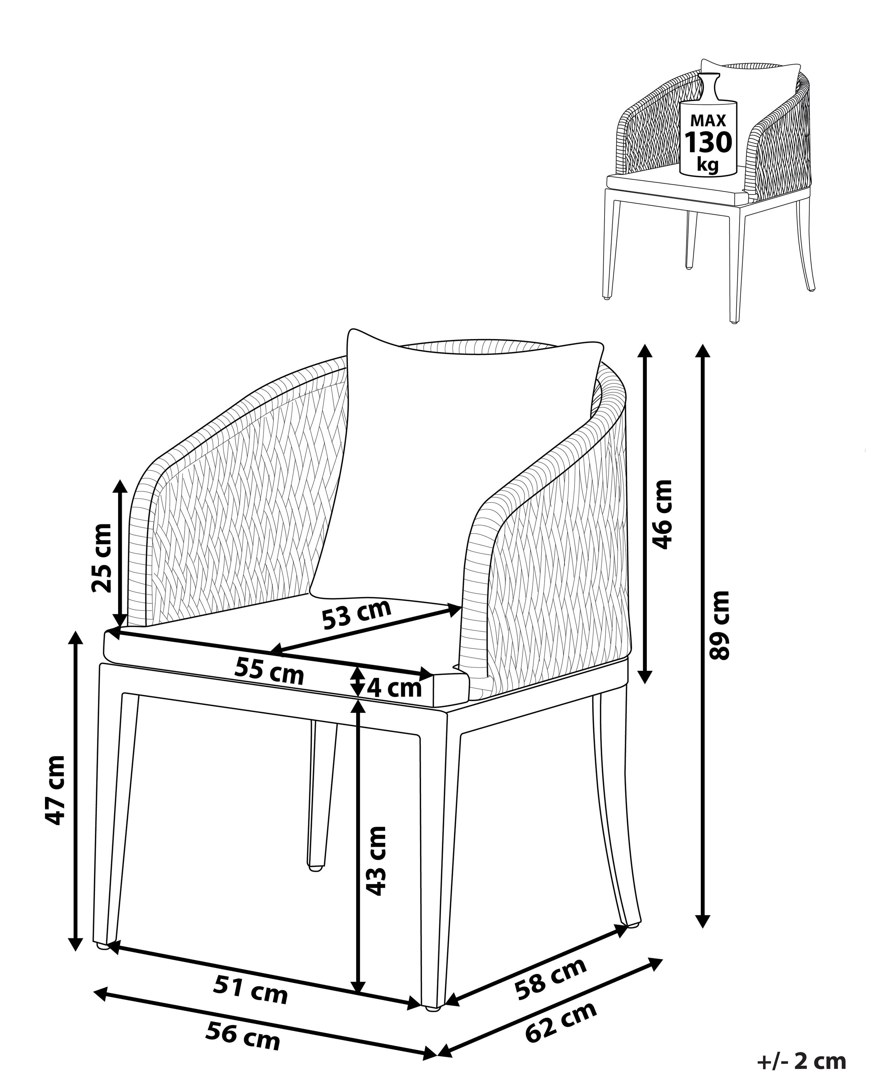 Set van 2 stoelen met zitkussen LIPARI Metaal Grijs