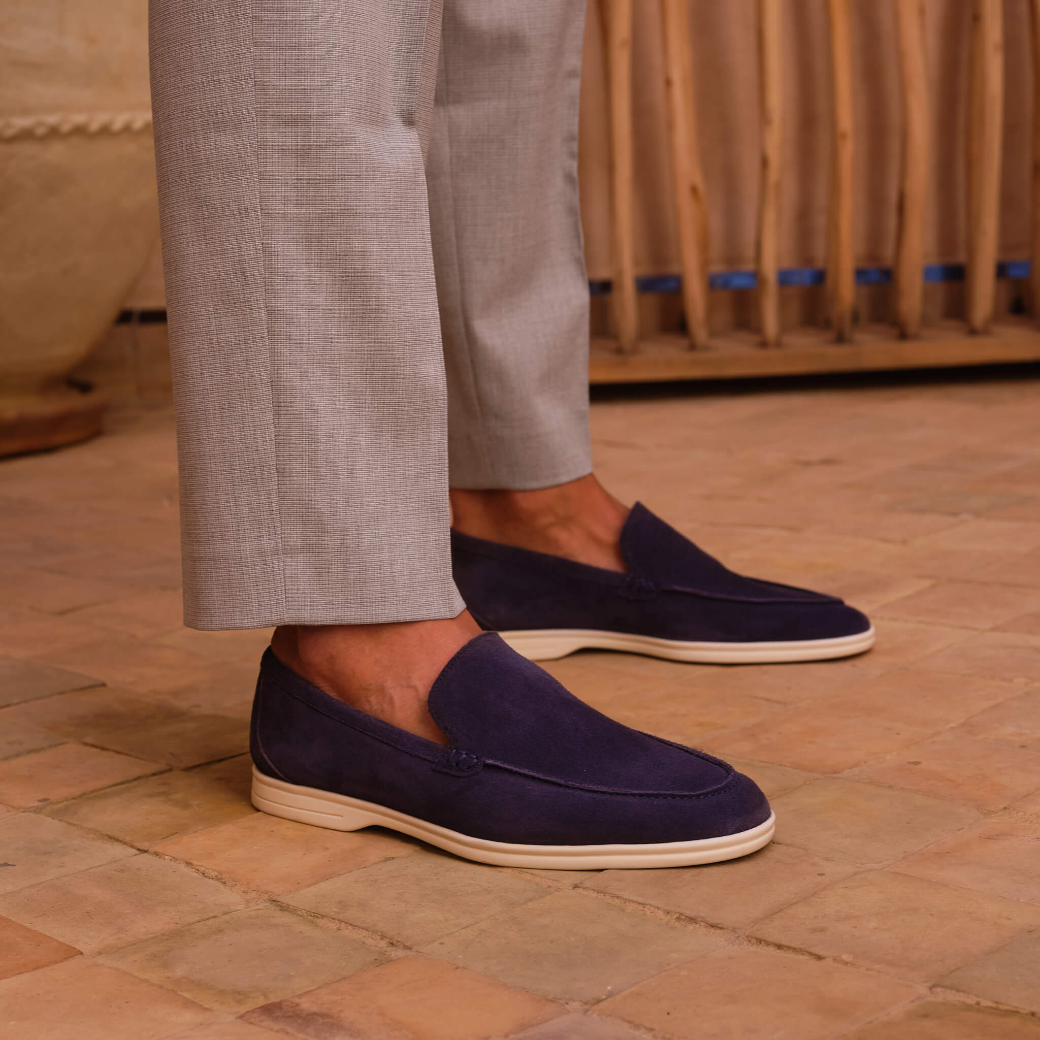 Momy-Mocassin en veau velours marine