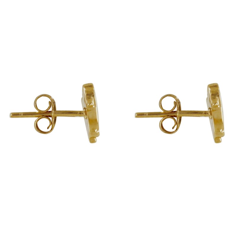 Boucles d'Oreilles Plaqué Or Petit Oiseau et Coeur de Nacre