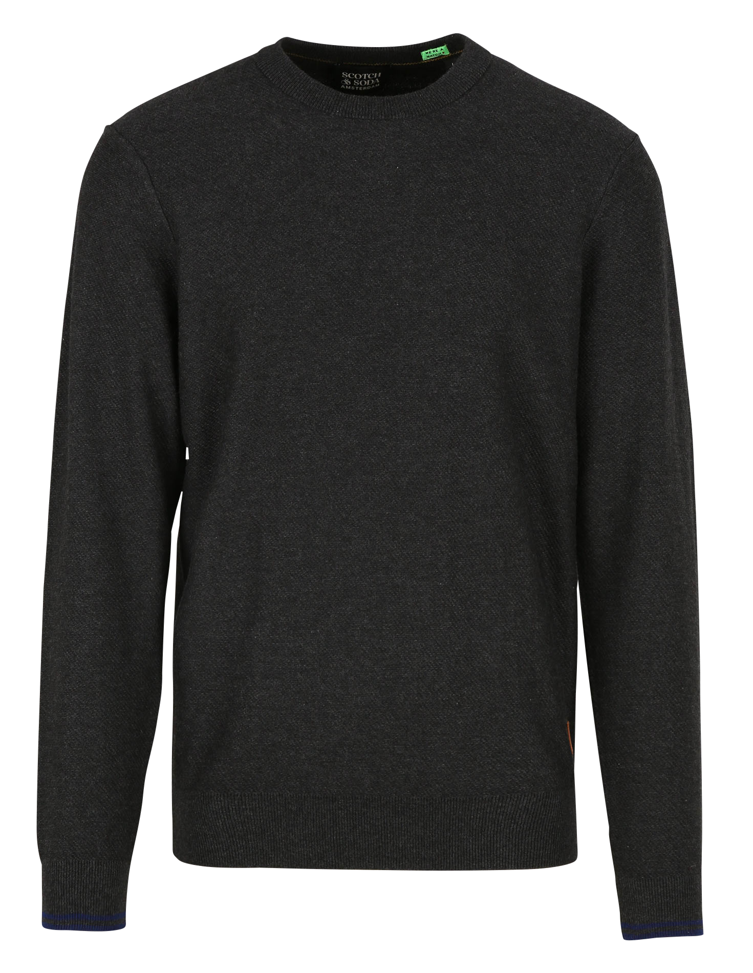 Pull col rond regular-fit en coton et laine| Gris