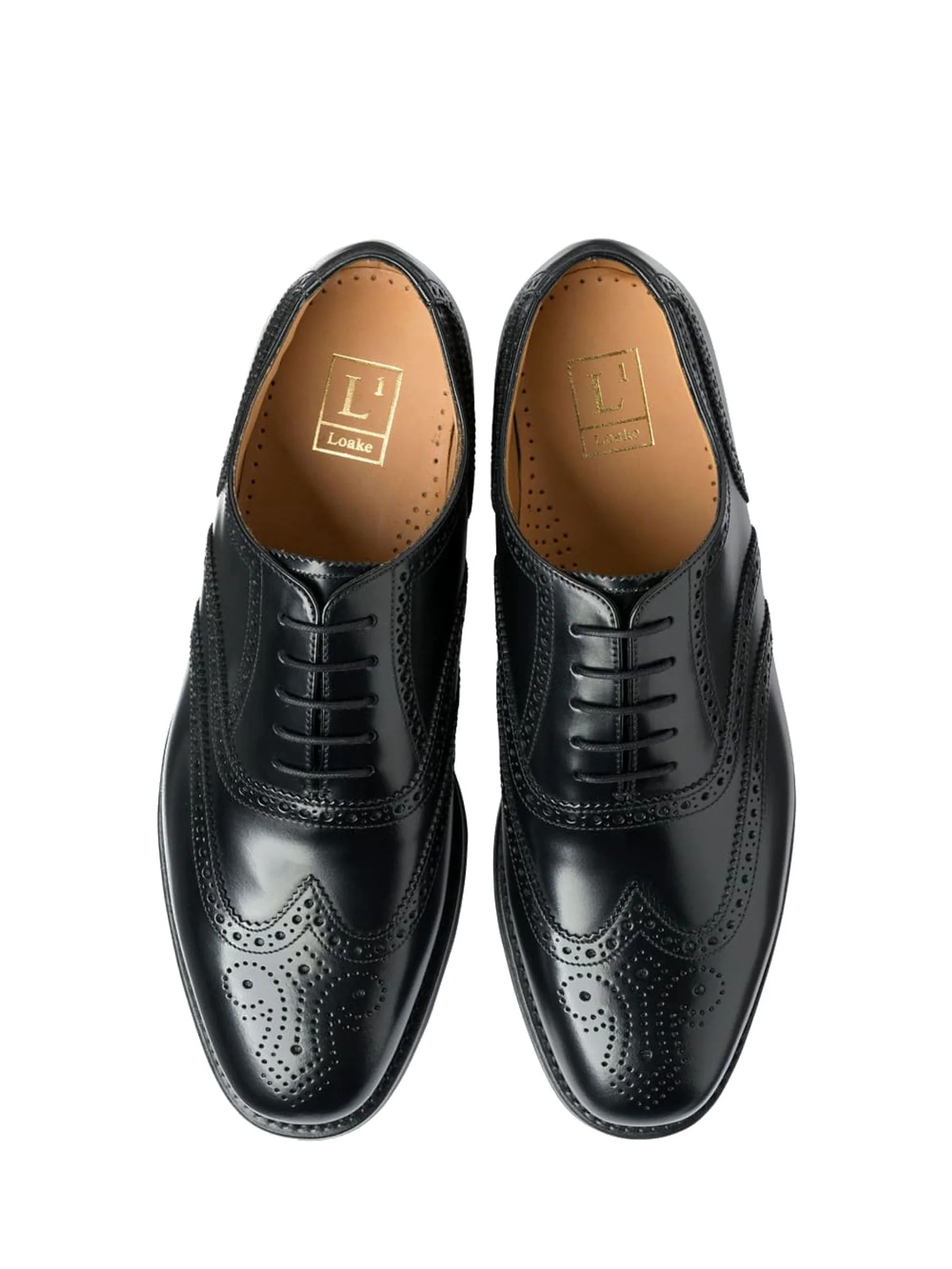 Loake 302brg Oxford-brogues van zwart gepolijst leer