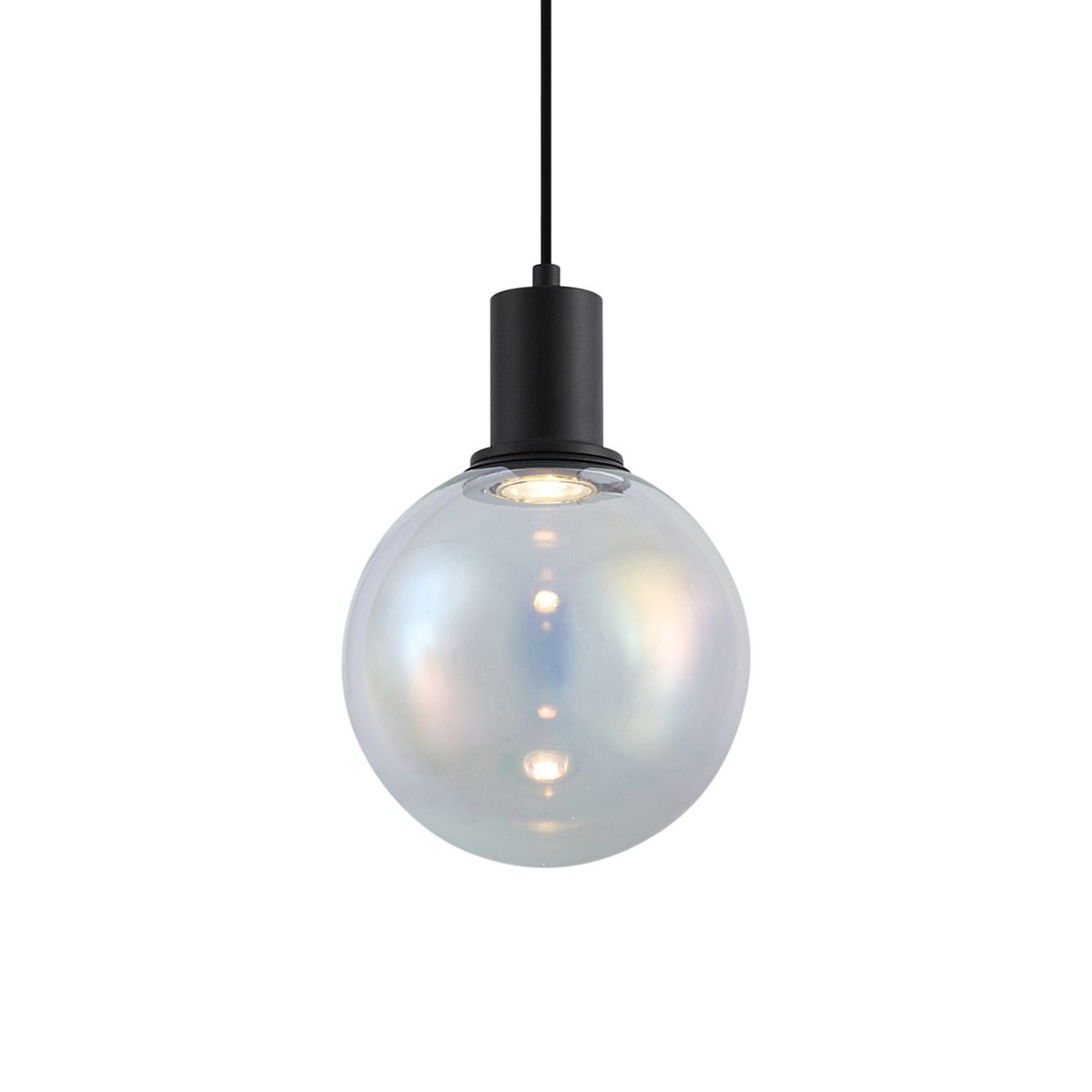 Design hanglamp zwart met regenboog glas 20cm - Mallon