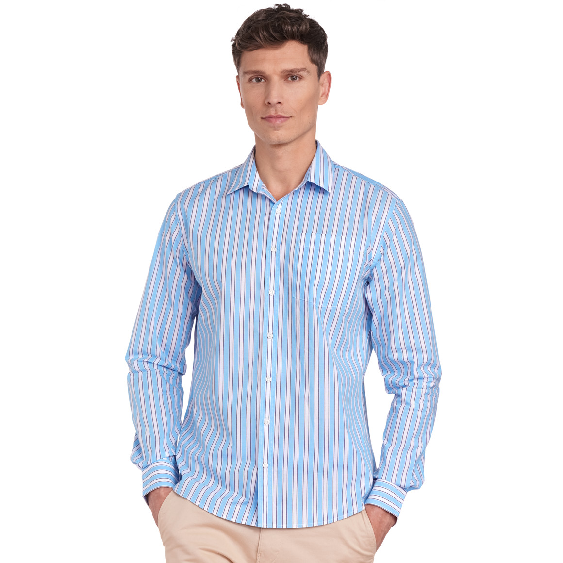 VanVaan Herren Hemd mit Streifen weiss / hellblau