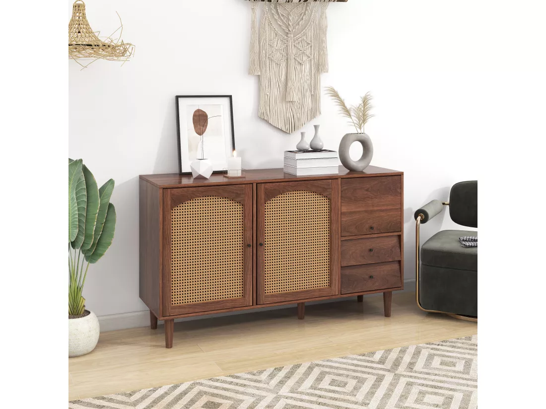 Buffet en rotin avec trois portes,d130cm×h75cm